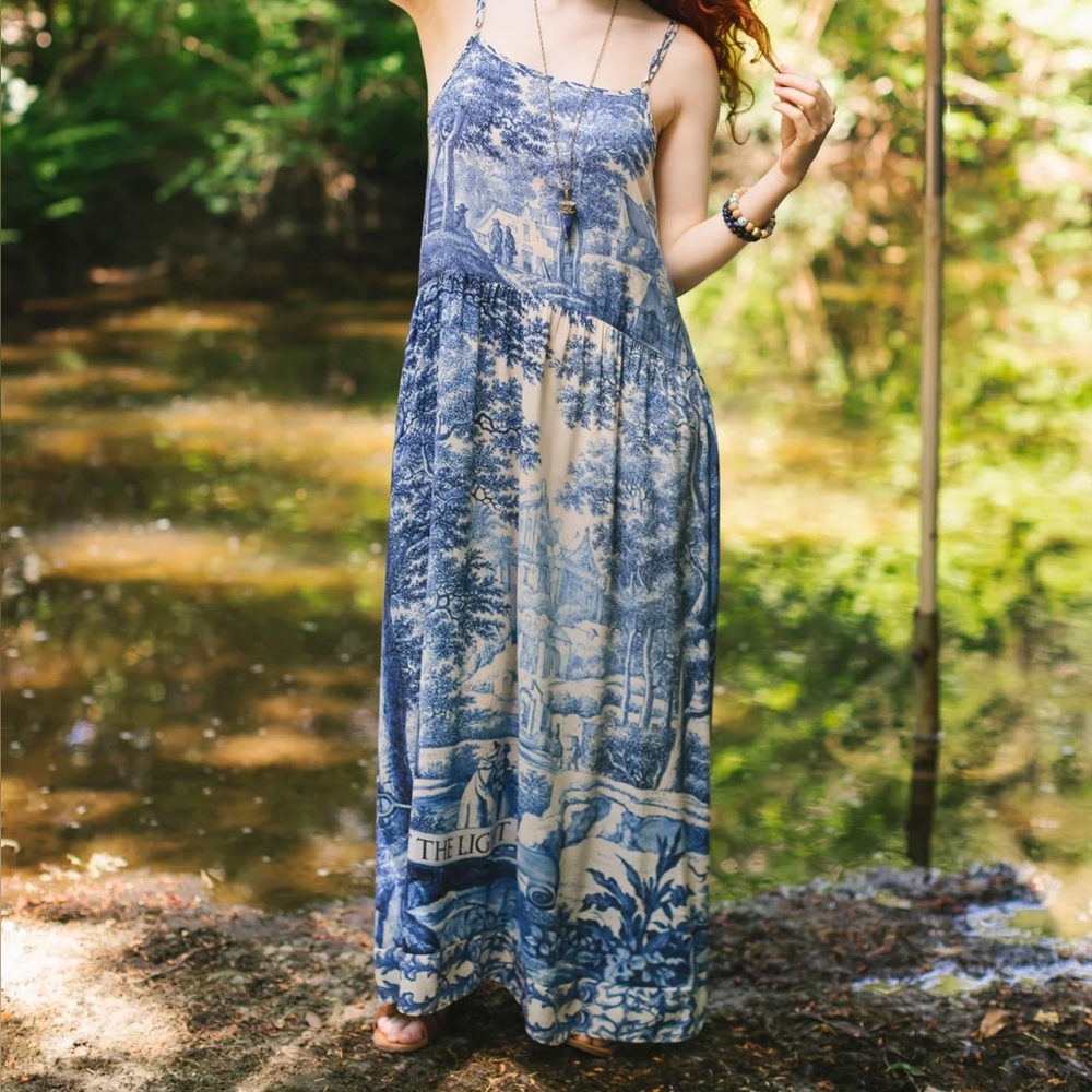 ⭐️Market of Stars⭐️ Let the Light In Vintage Artwork Boho Adjustable Strap Dress - Picture 16 of 16